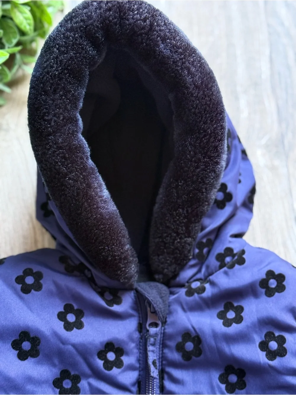 Rothschild Purple Floral Puffer Baby One-Piece Snowsuit